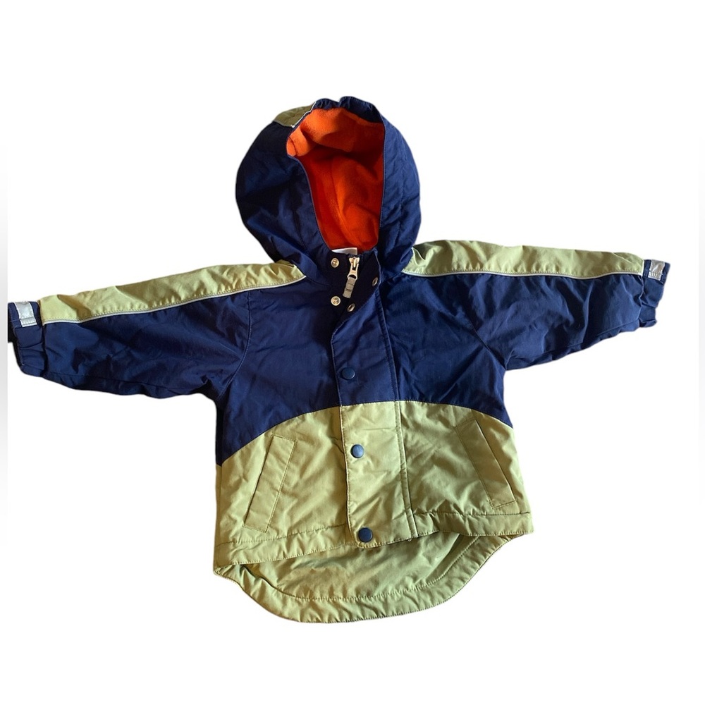 Hanna Andersson hannaOutdoor Boys Hooded Blue & Green Jacket, size 80 (18 mos)